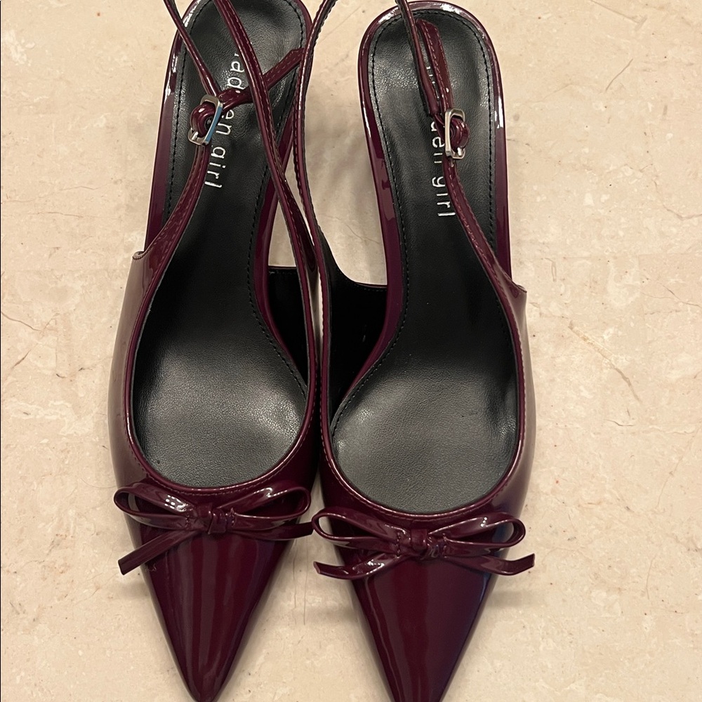 Burgundy Patent Leather Slingback Heels NEVER WORN !